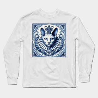 Delft Tile With Sphinx Cat No.4 Long Sleeve T-Shirt